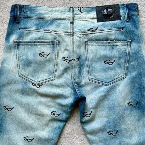 VIKTOR & ROLF Slim COTTON Denim JEANS w/All-Over Embroidered Motif SIZE 32 US - Picture 8 of 11